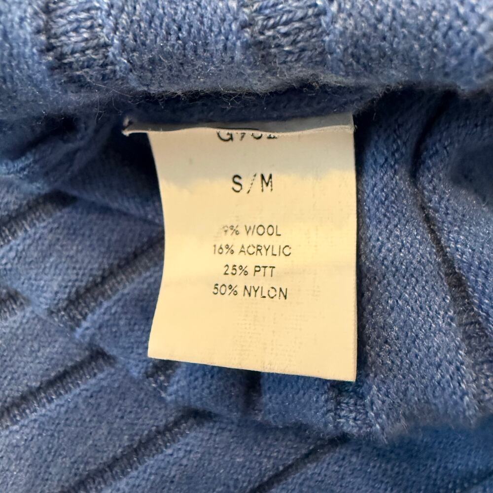Kerisma Wome’s blue ribbed cropped sweater, turtleneck, soft, Size S/M - Picture 7 of 8